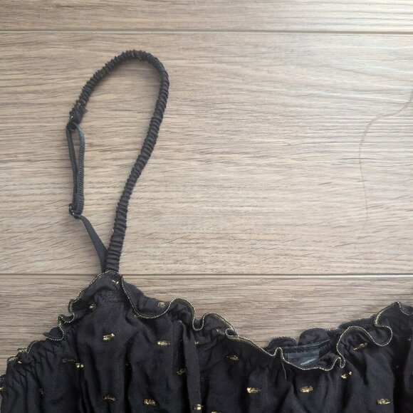 & Other Stories | Ruffled Glitter Pattern Soft Bra In Black/Gold - Picture 5 of 9